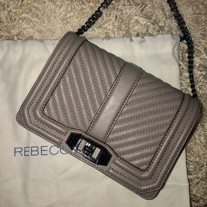 Grey Chevron Quilted Small Love Crossbody